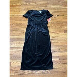 Vintage Betsy's Things Womens Velvet Dress Sz 8 Black Embroidered Velvet NWT NOS